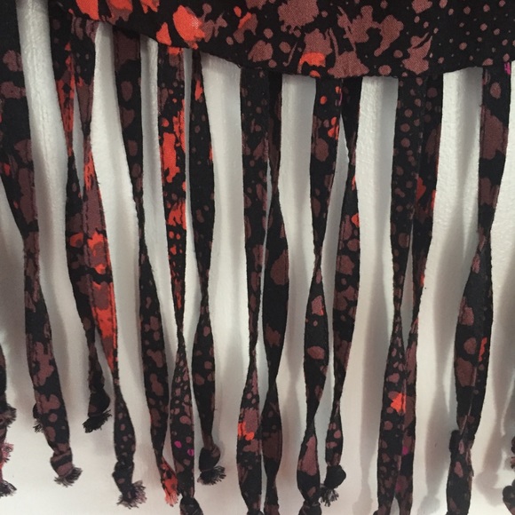 Neon Paint Splattered Crop Top with Fringe - Picture 5 of 5